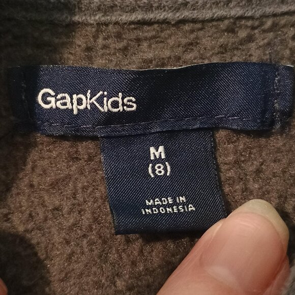 Gap Kids/Zip Hoodie/Kids M 8/Gray Textured Logo Pocket - Picture 2 of 7